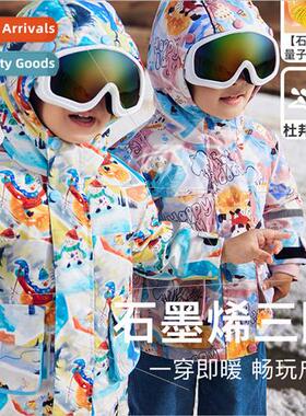 2023 winter new childrens ski clothing three defense boys an