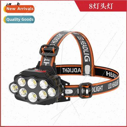 Outdoor 8LED bright headlamp waterproof night fishing USB ch