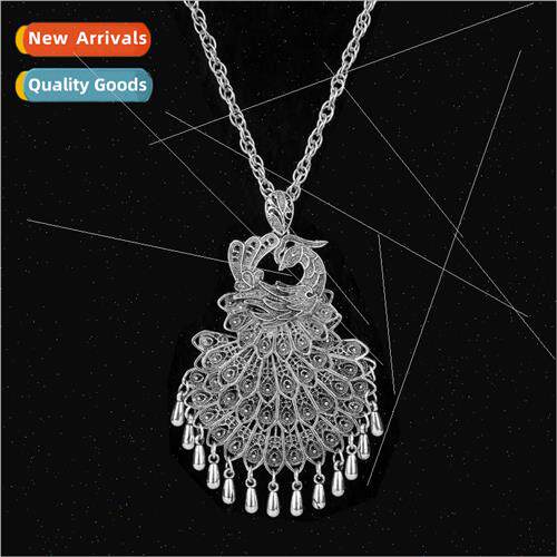 Ethnic  retro peacock sweater chain female long tassel neckl