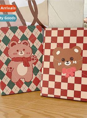 适用 Apple ipad9.7 plaid scarf bear protective case air2 com