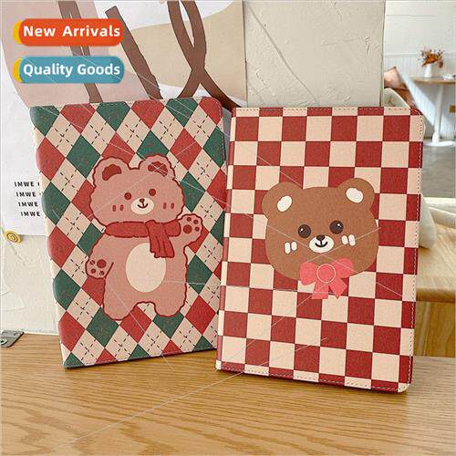 适用 Apple ipad9.7 plaid scarf bear protective case air2 com