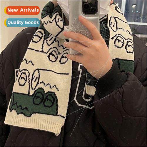 Soft knitted scarf female cute cartoon warm winter college w