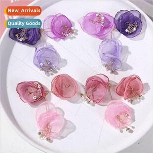 Fairy aesthetic three-color splicing mesh flowers diy handma