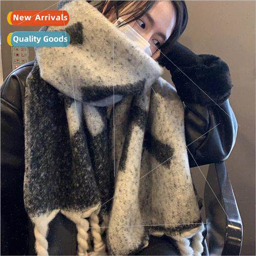 Gray senior sense mohair thickened warm scarf female winter