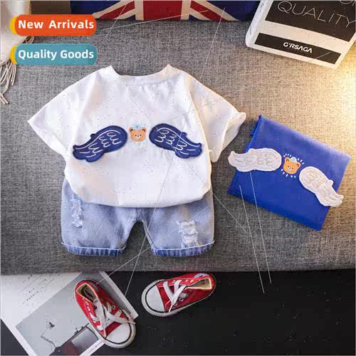 2023 summer new boys handsome round neck short sleeve suit b