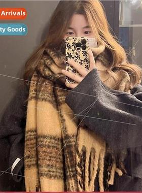 Retro plush fluffy versatile scarf Merad atmosphere sense of
