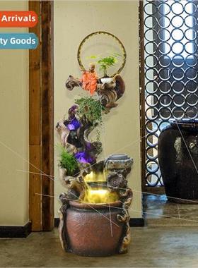 Fountain flowing water ornaments entrance floor landscape li