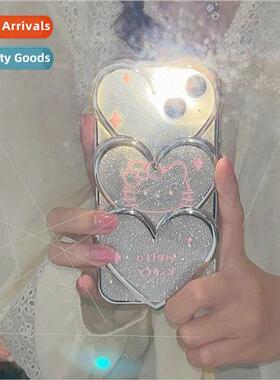 Korean  ins stacked love glitter cat 适用 Apple 12/13 phone