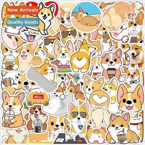 50 cartoon cute corgi dog notebook skateboard luggage graffi