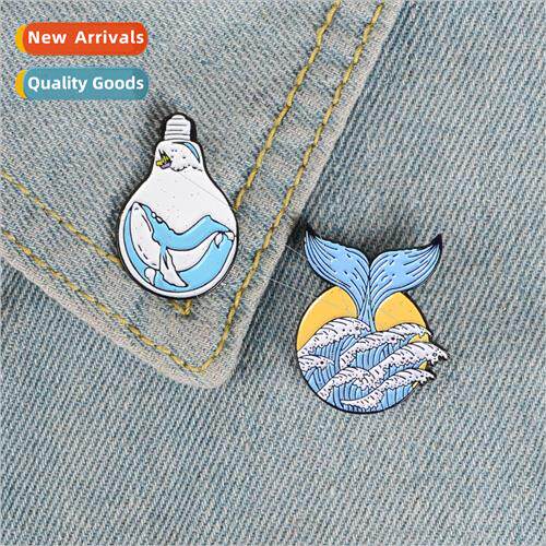 New Products Brooch Baking Lacquer ght Bulb Whale Sun Tail W