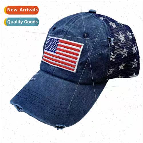 Three-dimensional embroidery baseball cap washed flag embroi