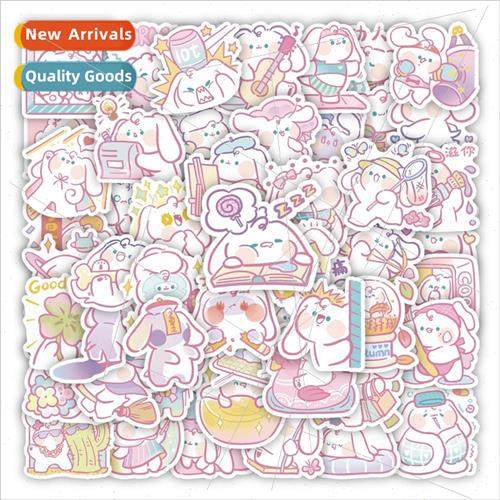 60 new cute cartoon pink puppy handbook stickers phone case