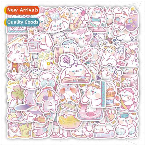 60 new cute cartoon pink puppy handbook stickers phone case