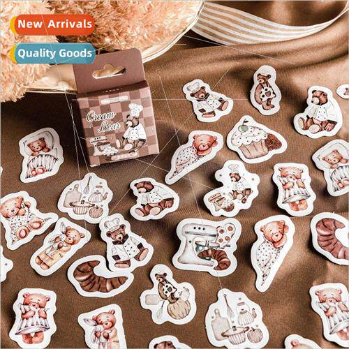 Creamy Bear Boxed Stickers Cartoon  Style Cute Cake Dessert