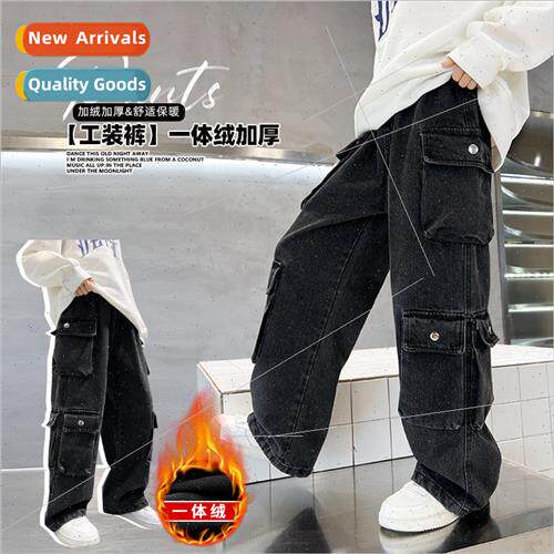 Childrens clothing boys winter pants 2023 new middle and lar