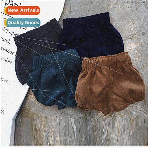 Girls pants spring and autumn 2023 corduroy solid color bott
