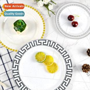 Disposable plastic dinner plate gold silver hot stamping rou