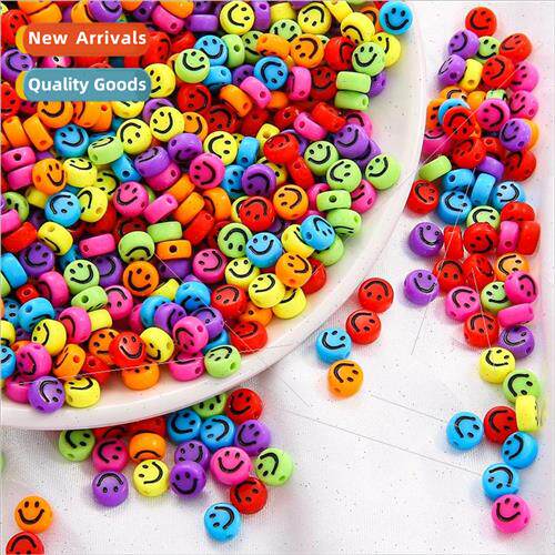 7mm acrylic smiley flat beads beading materials handmade diy