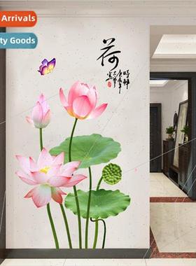 GS9663 lotus background wall decals wall room wall decoratio