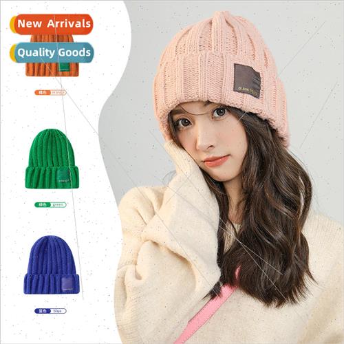 Korea straight stripes melon skin knitted hat female show fa