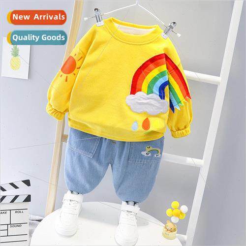 Autumn new boys and girls Korean  of the long-sleeved rainbo