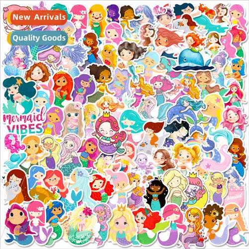100 Mermaid Stickers ttle Girl Cute Cartoon Doodle Children