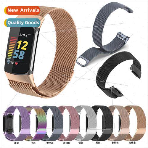 适用 Fitbit charge6 Milan watch band charge5 stainless steel