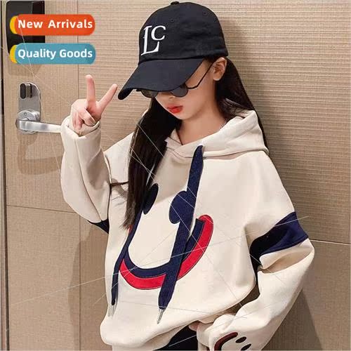 Girls padded hooded sweater set 2023 new middle and large ch