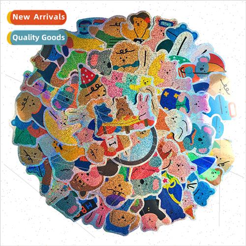 Laser Korean bear 50 ins  stickers dazzle color luggage skat
