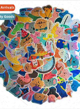 Laser Korean bear 50 ins  stickers dazzle color luggage skat