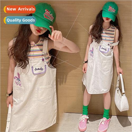Girls suit 2023 new summer childrens back strap dress little