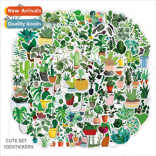 100 pcs of plants flowers green leaves graffiti stickers dec