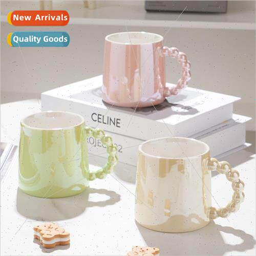 ins pearl handle mug creative girl heart ceramic cup high va