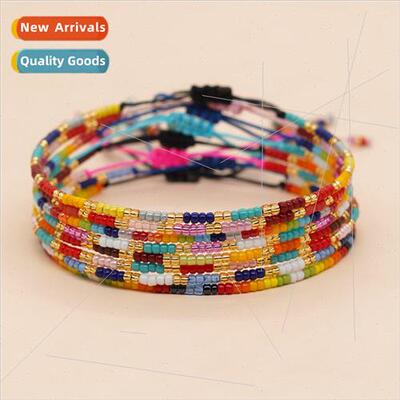 Bohemian colorful thin section rice bead bracelet ins niche
