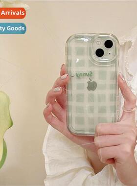 Korean wind through the green plaid smiley face 适用 Apple 1