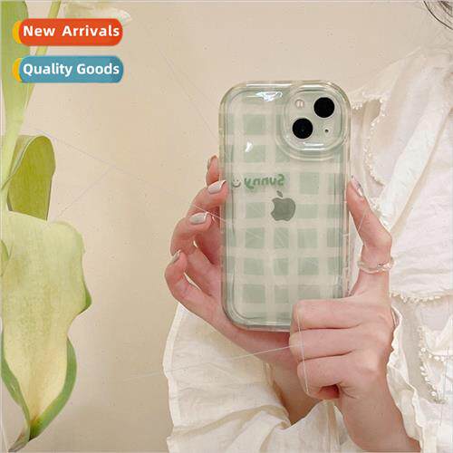 Korean wind through the green plaid smiley face 适用 Apple 1