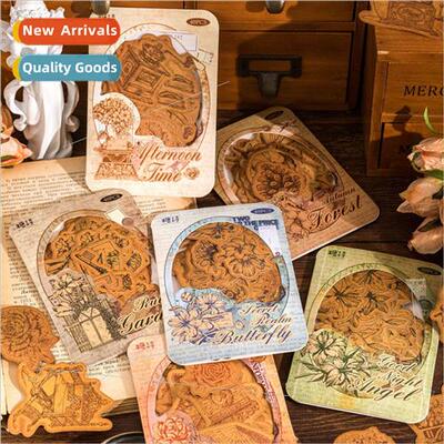 Sticker pack Time Salute Series Retro Kraft Paper Animal Flo