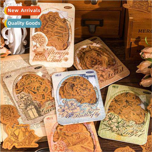 Sticker pack Time Salute Series Retro Kraft Paper Animal Flo
