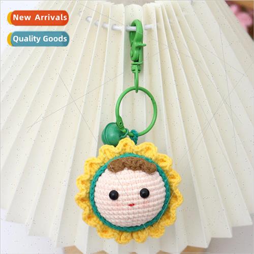 Finished handmade crocheted sunflower gnocchi pendant wool k