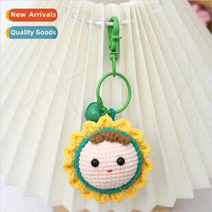 Finished handmade crocheted sunflower gnocchi pendant wool k