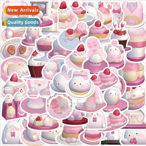 49 Pink Pudding Rabbit Doodle Stickers Decorative Guitar Lap