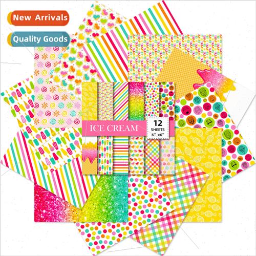 12pcs/pack colorful striped material paper 6 inch scrapbook