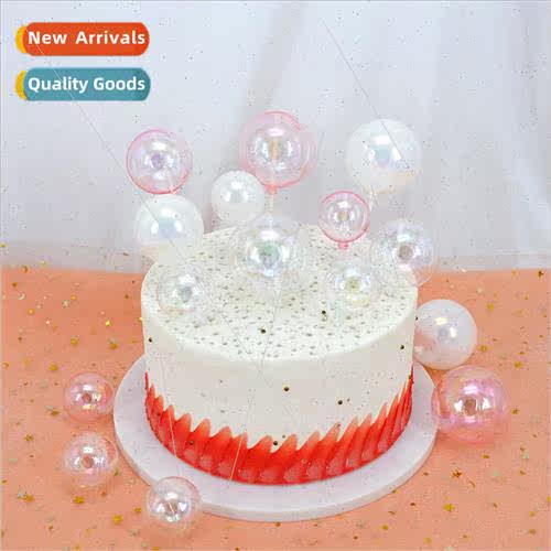 10pcs set of colorful transparent ball cake decorations birt