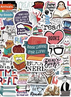 50 Reading Doodle Stickers Motorcycle Helmet Refrigerator La