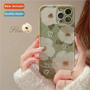 Flower White IPhone14ProMax Simple Green Apple Background