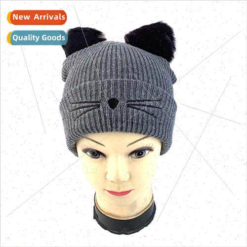 2020 Set Style Winter Hat Womens Personalized Cat Ears Embro