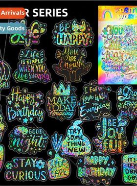 50 lver Text Decoration Laser Stickers INS Style Healing Ins