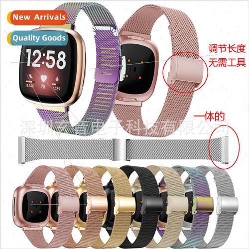 适用 fitbit versa3/ sense one-piece carabiner milanese strap