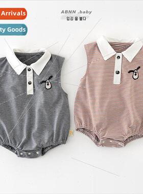 Baby Summer Sleeveless Bodysuit Boys Summer New Striped Cart