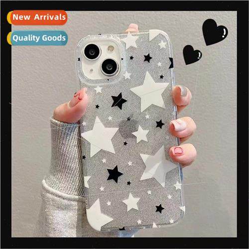 Silver Glitter Black and White Stars IPhone13ProMax Double S